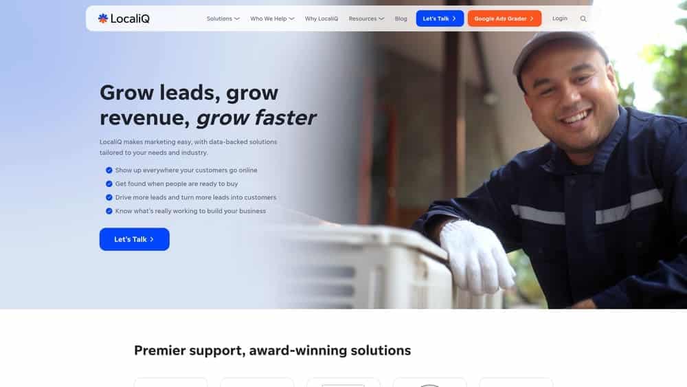 Screenshot of LocaliQ website homepage