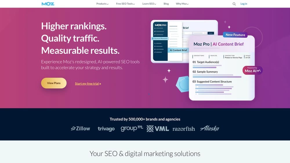 Screenshot of Moz Local website homepage