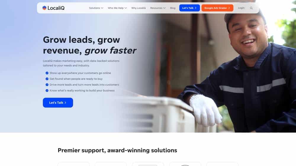 Screenshot of LocaliQ website homepage