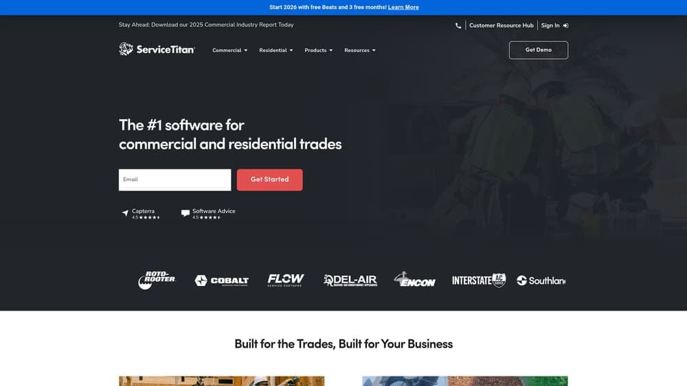 Screenshot of ServiceTitan website homepage