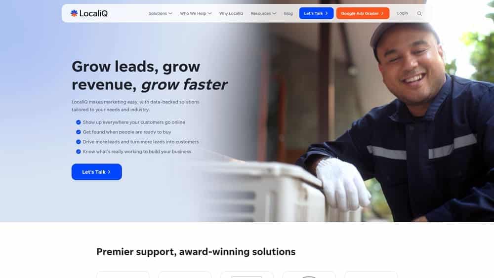 Screenshot of LocaliQ website homepage