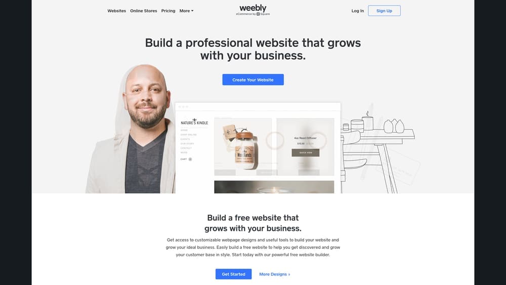 Screenshot of Weebly website homepage