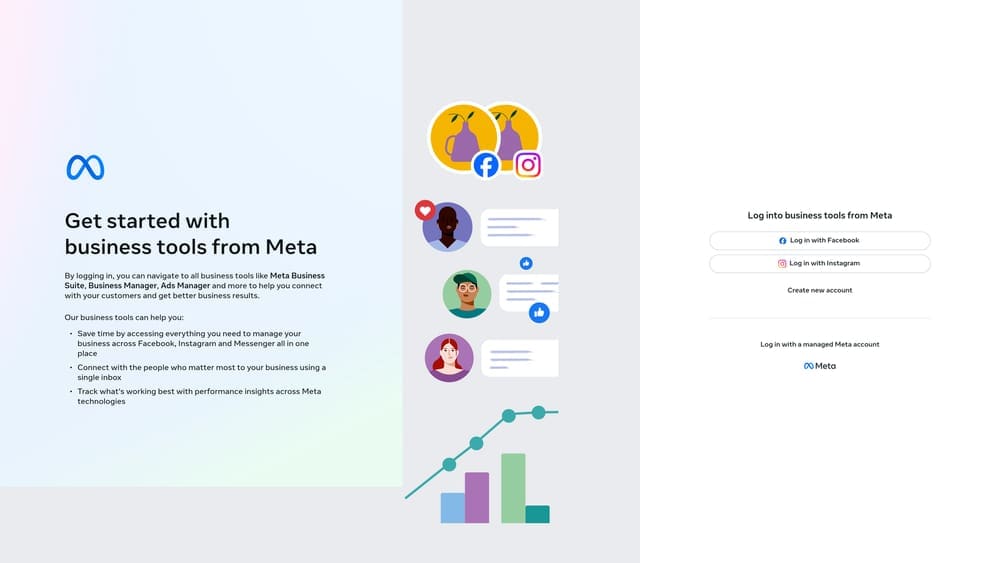 Screenshot of Facebook Business Manager website homepage