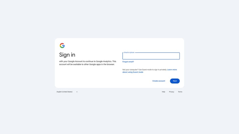 Screenshot of Google Analytics website homepage