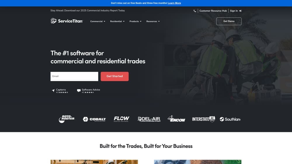 Screenshot of ServiceTitan website homepage