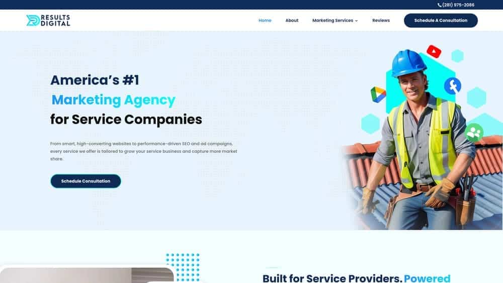 Screenshot of Results Digital website homepage