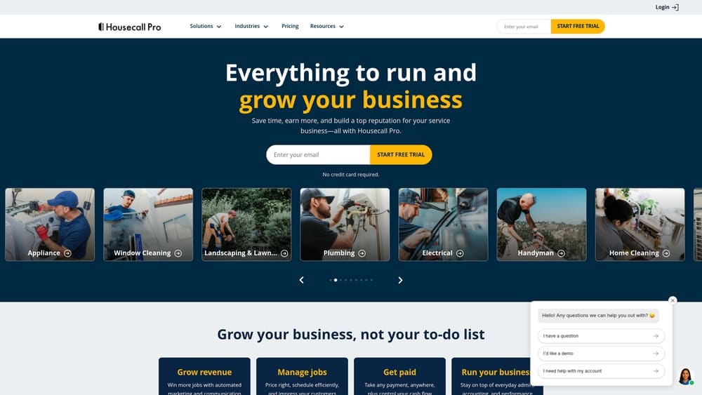 Screenshot of Housecall Pro website homepage