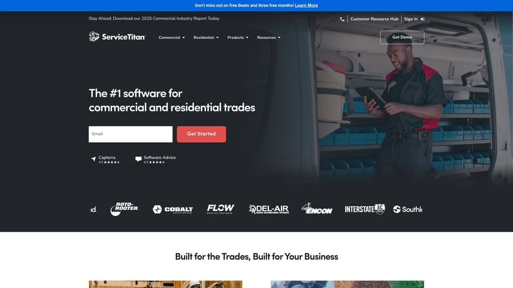 Screenshot of ServiceTitan website homepage