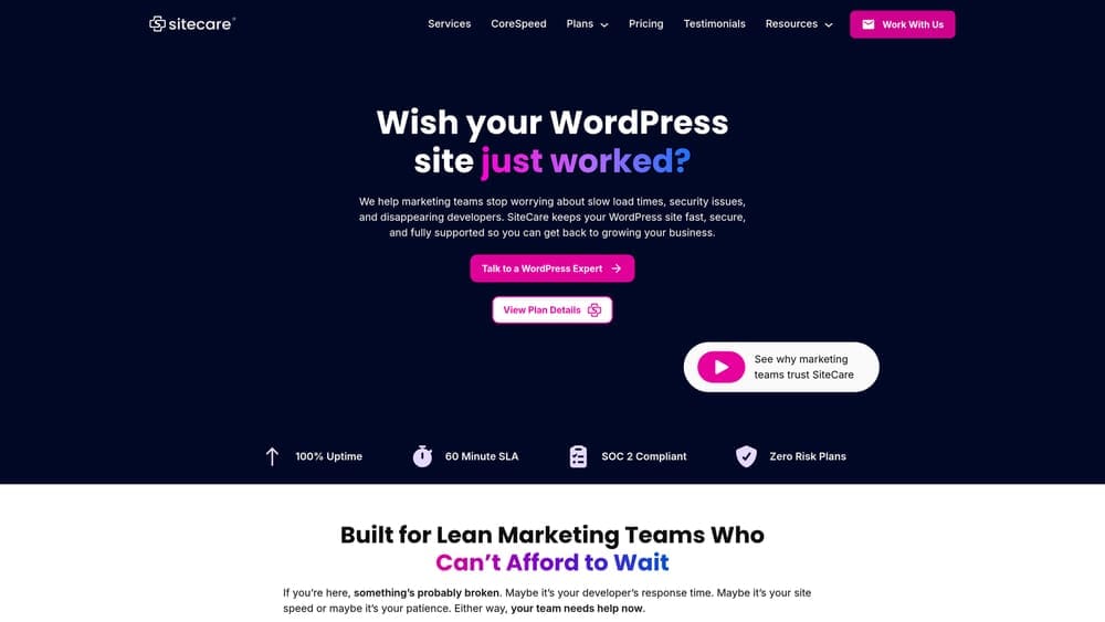 Screenshot of Maintainn website homepage