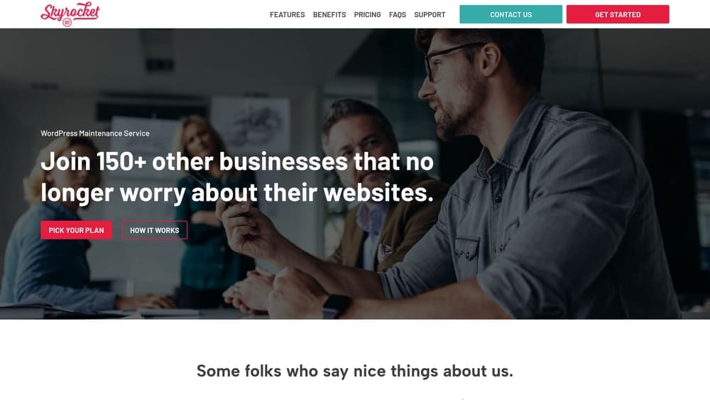 Screenshot of SkyrocketWP website homepage