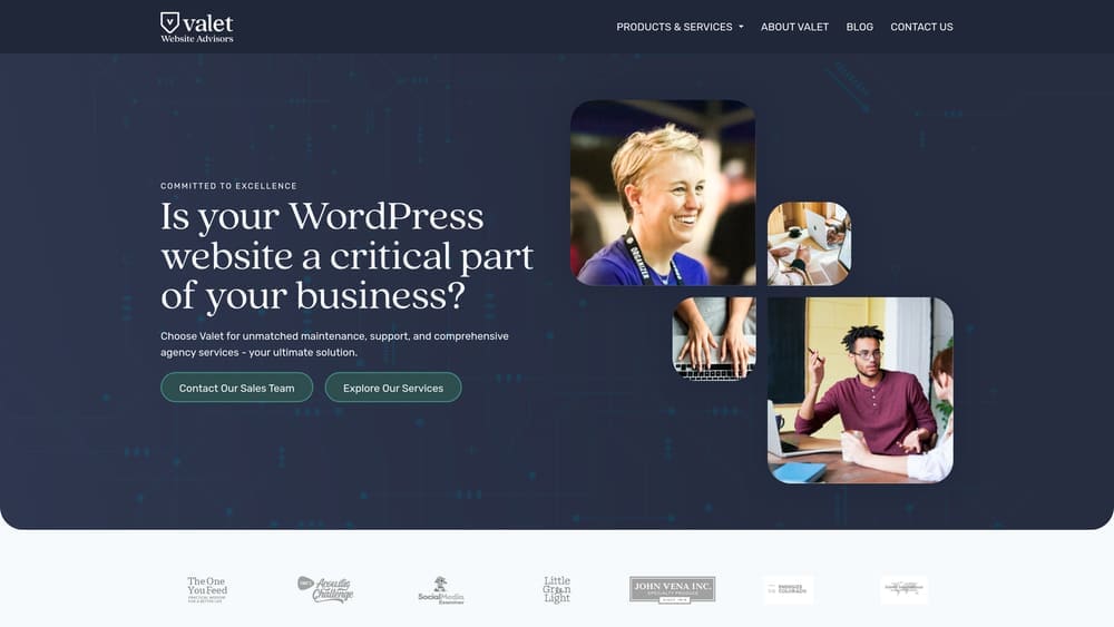 Screenshot of Valet website homepage