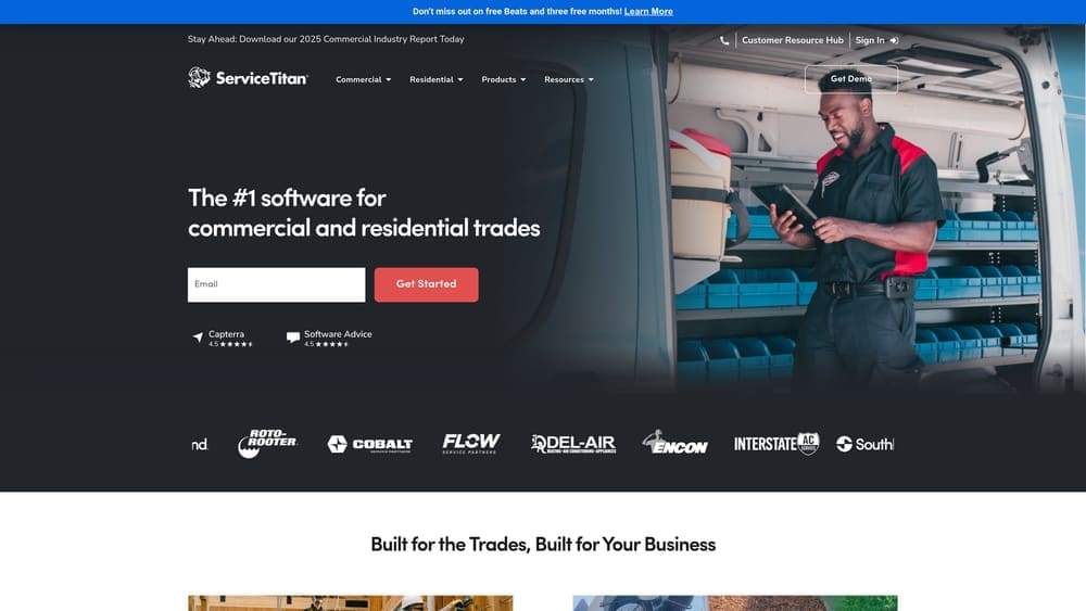 Screenshot of ServiceTitan website homepage