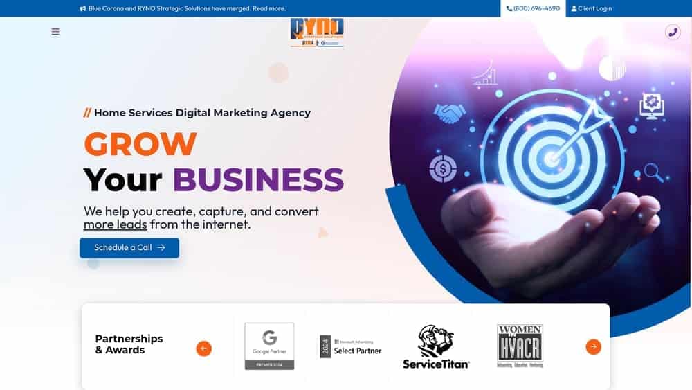 Screenshot of Blue Corona website