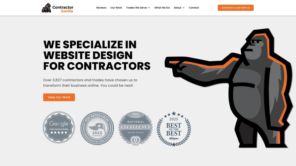 Screenshot of Contractor Gorilla website