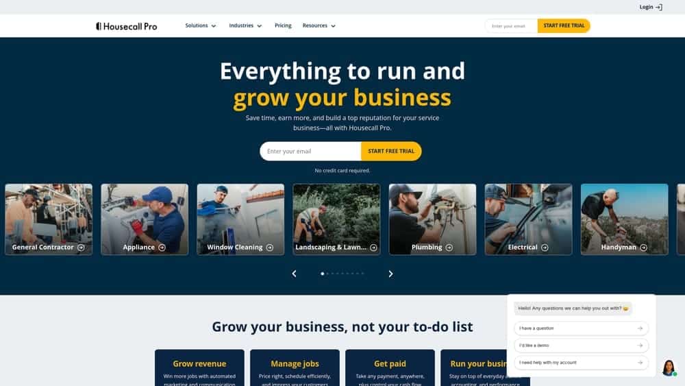 Screenshot of Housecall Pro website