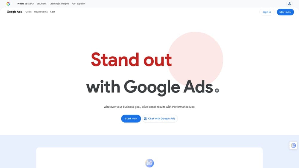 Screenshot of Google Ads website